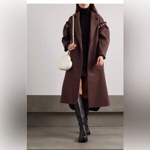 MOTHER OF PEARL LEXI PEARL EMBELLISHED BELTED PANELED WOOL - BLEND COAT SZ S